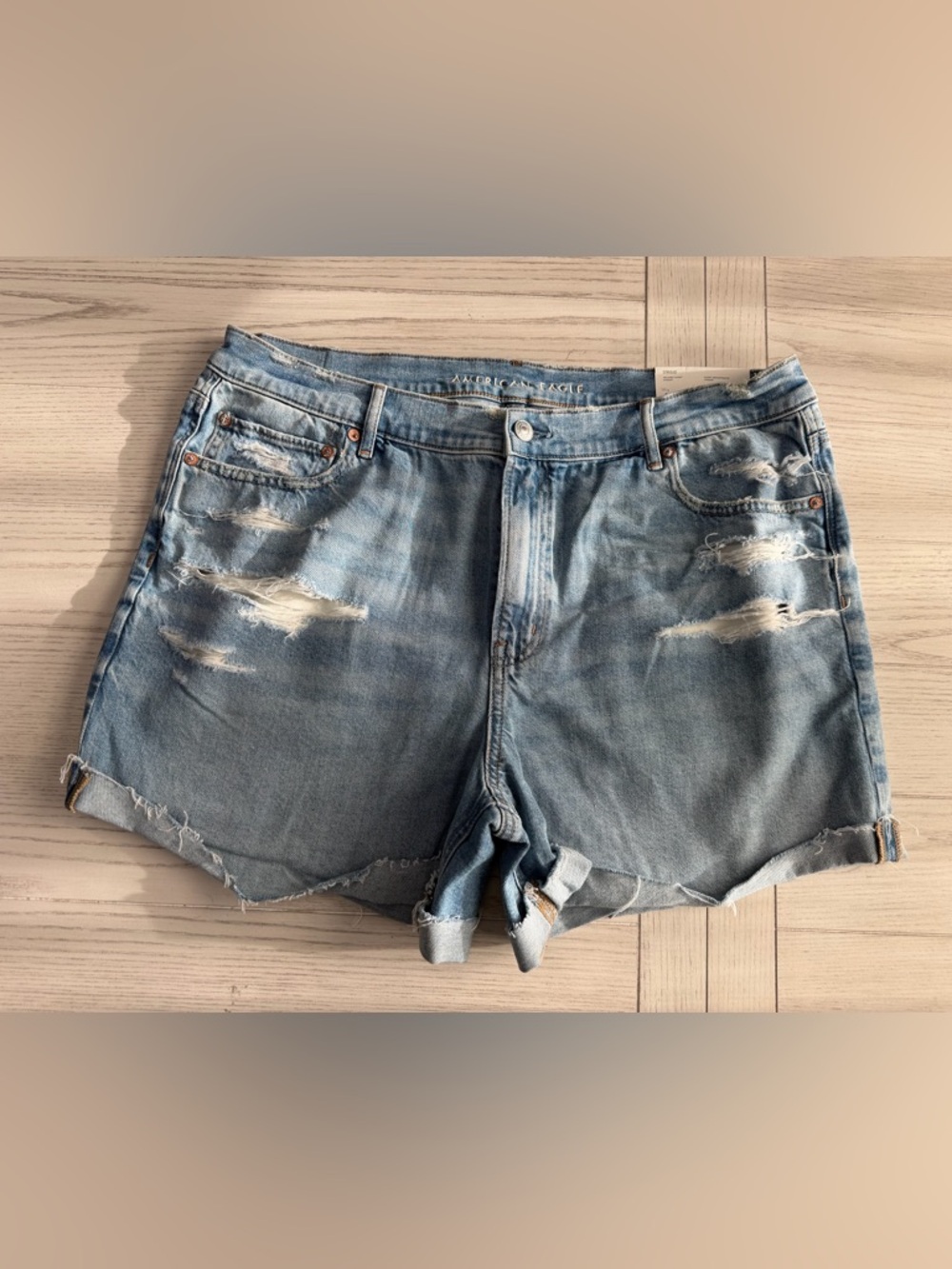 American Eagle Outfitters Light Wash Distressed Denim Shorts